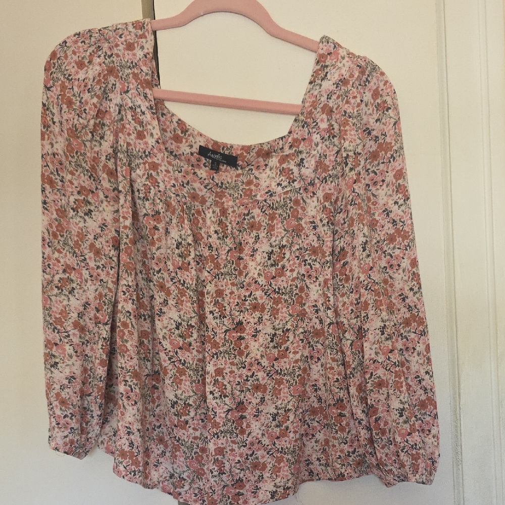 Pink Puff Sleeve Ruffled Blouse